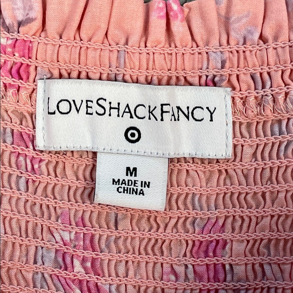 LoveShackFancy x Target Simone Smocked Tiered Floral Midi Dress Pink Sz M - Picture 7 of 15